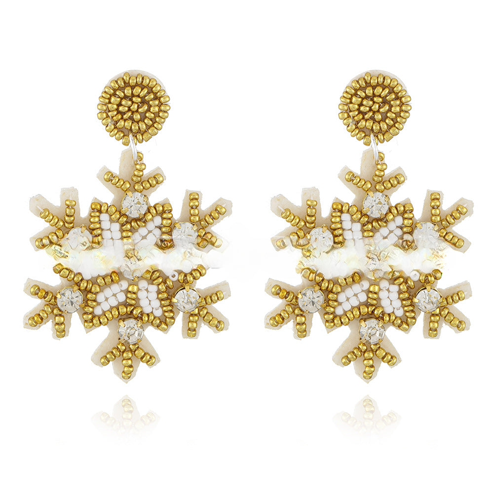 Wholesale Christmas Fabric Beads Hand Stitched Earrings