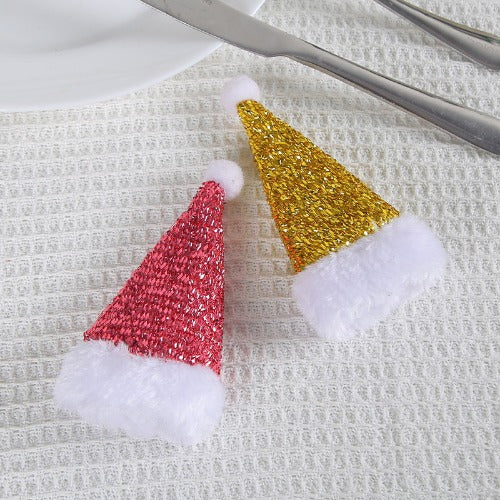 Wholesale Sequin Creative Mini Christmas Hat Cutlery Hat Decoration