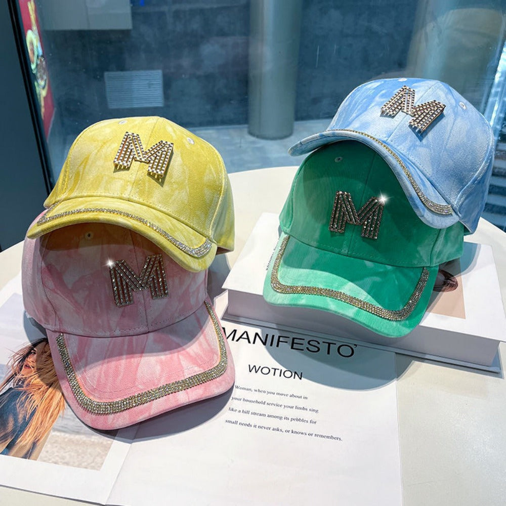 Wholesale Fashion Rhinestone M Letter Sun Protection Baseball Cap