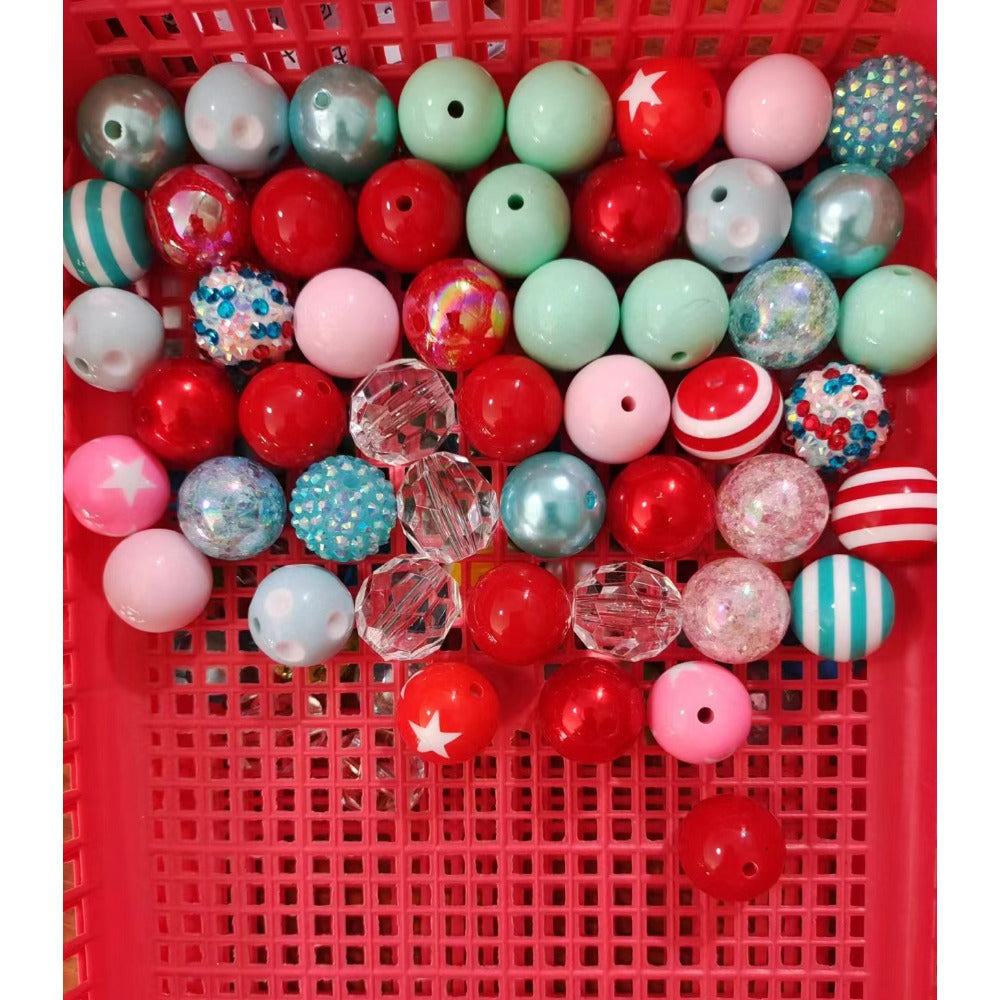 Wholesale 50pcs 20mm Acrylic Blue Series Assorted Mixed Color Beads