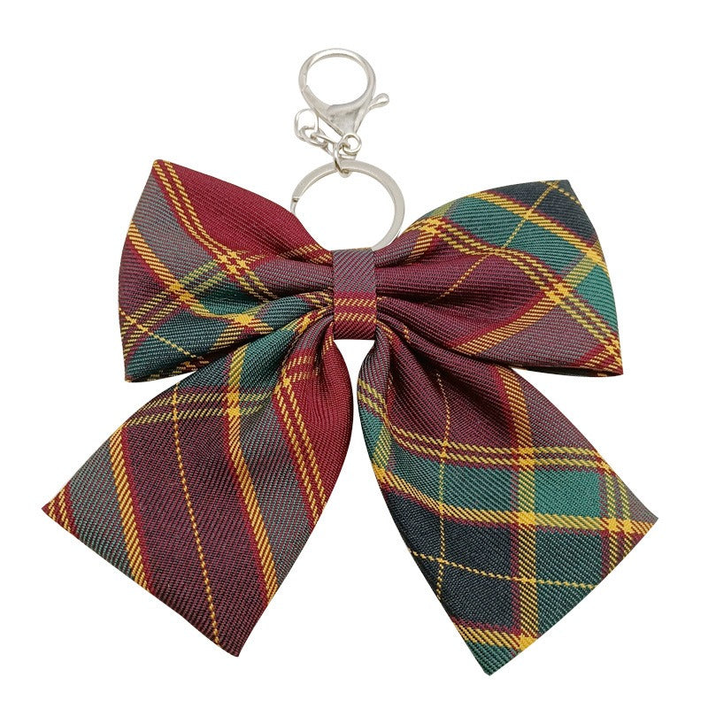 Wholesale JK handmade plaid skirt tie pendant bow keychain
