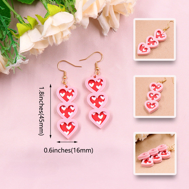 Wholesale Valentine's Day Autumn/Winter Pink Love Acrylic Earrings