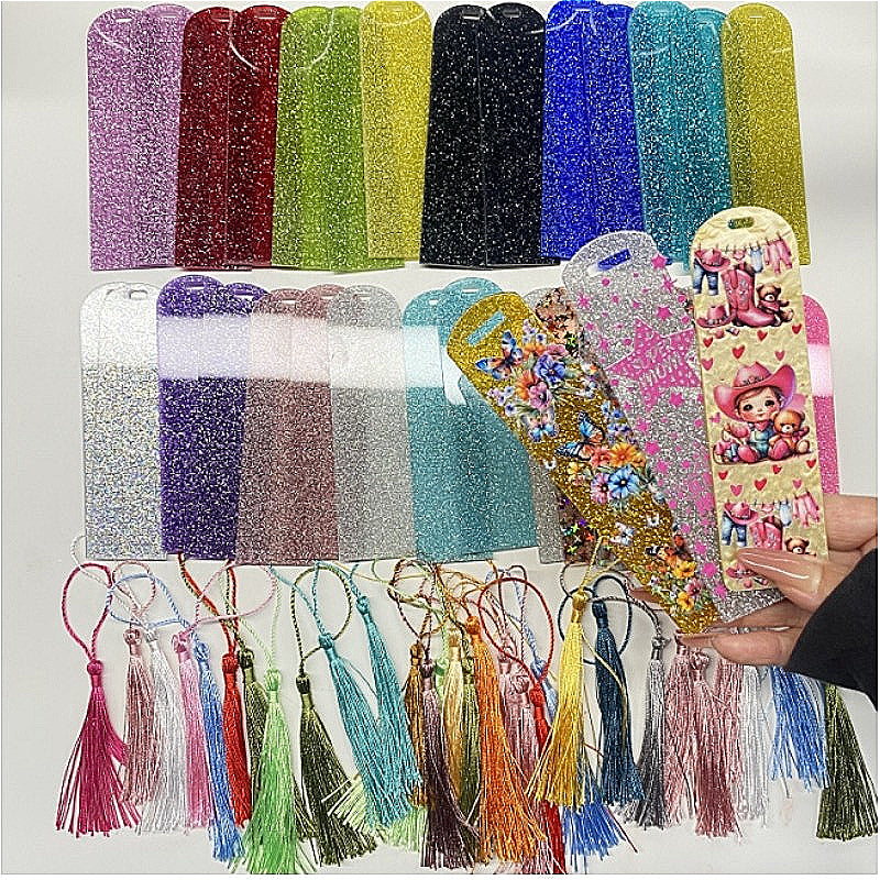 Wholesale Random 30pcs Acrylic Flatback Bookmarks + 30pcs Tassels
