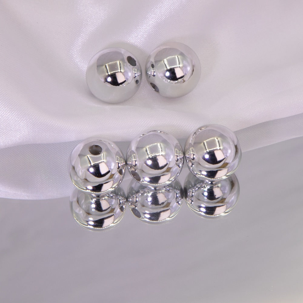 Wholesale 20pcs Acrylic Silver Round Beads