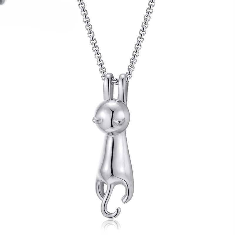 Wholesale Titanium Steel Kitten Necklace
