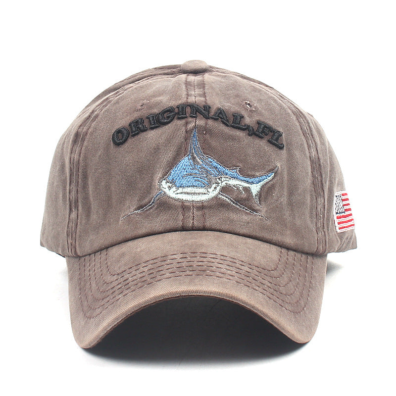 Wholesale Cotton Washed Vintage Sharks Baseball Cap