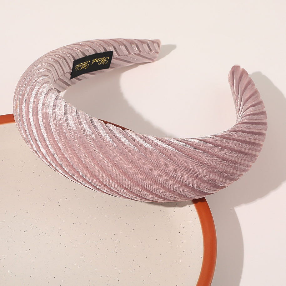 Wholesale Solid Color Wide Brimmed Sponge Stripe Hair Bands