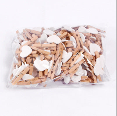 Wholesale 3cm Mini Photo Clip Colorful Heart Decoration Small Wooden Clip