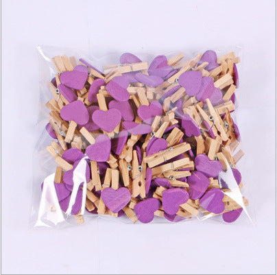 Wholesale 3cm Mini Photo Clip Colorful Heart Decoration Small Wooden Clip