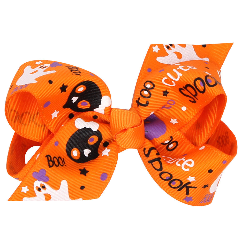 Wholesale Halloween Cartoon Print Bow Hairpin