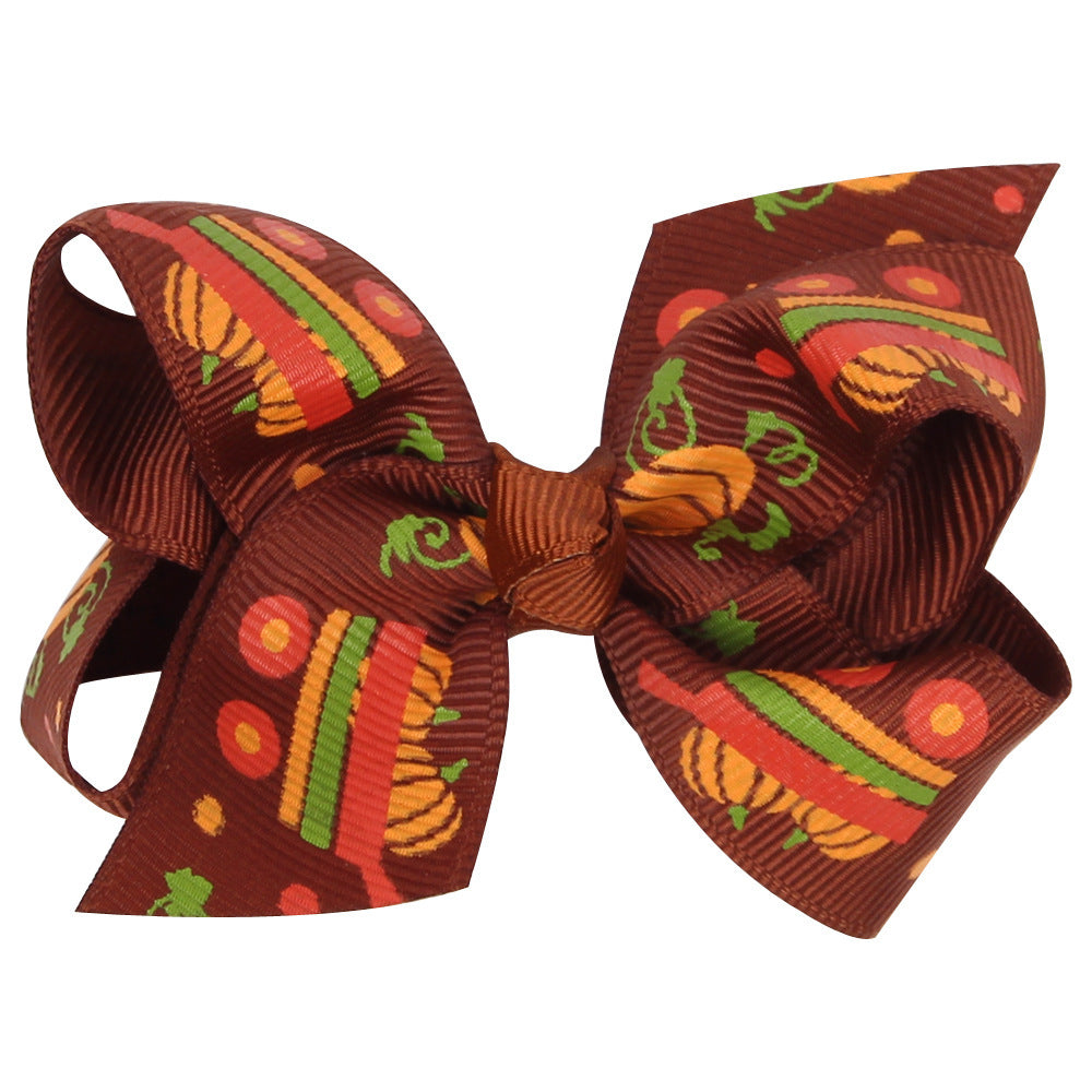 Wholesale Halloween Cartoon Print Bow Hairpin