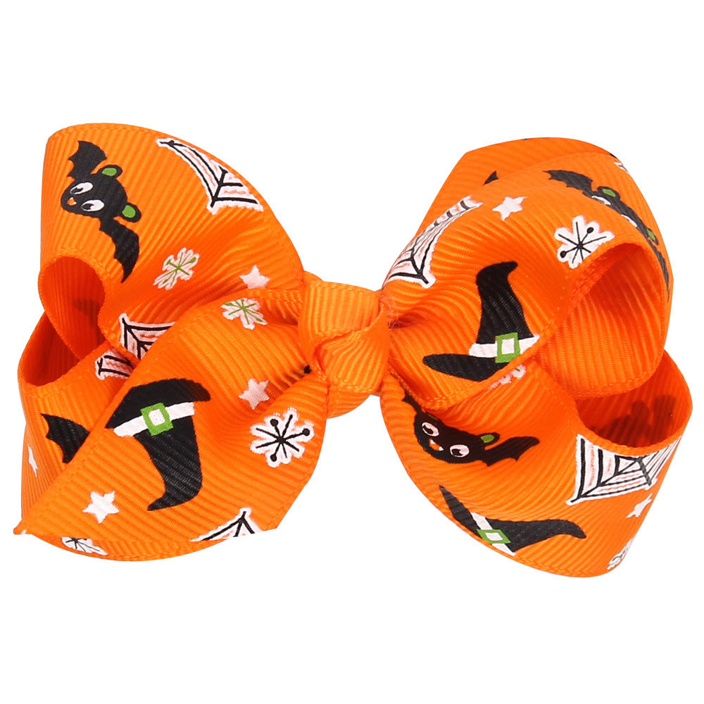 Wholesale Halloween Cartoon Print Bow Hairpin