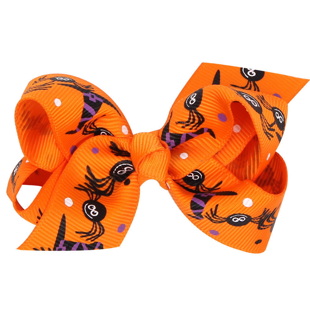 Wholesale Halloween Cartoon Print Bow Hairpin