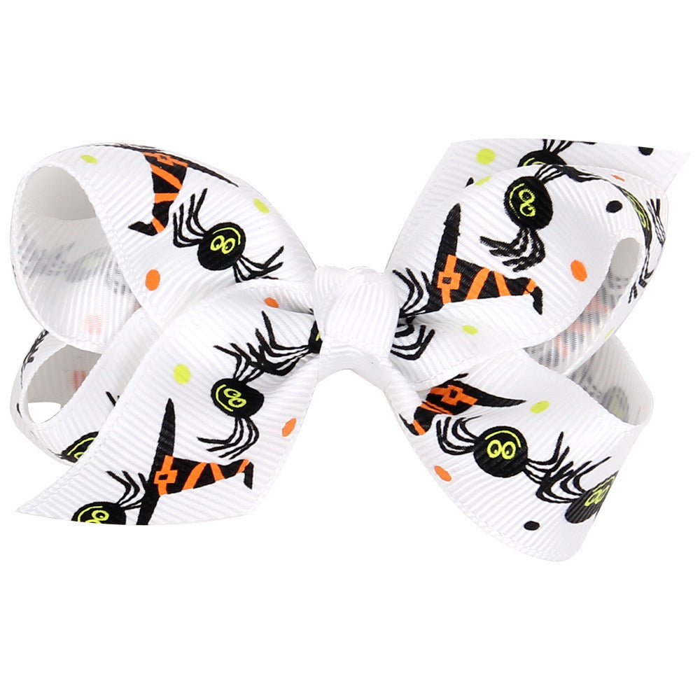Wholesale Halloween Cartoon Print Bow Hairpin