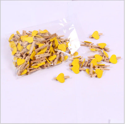 Wholesale 3cm Mini Photo Clip Colorful Heart Decoration Small Wooden Clip