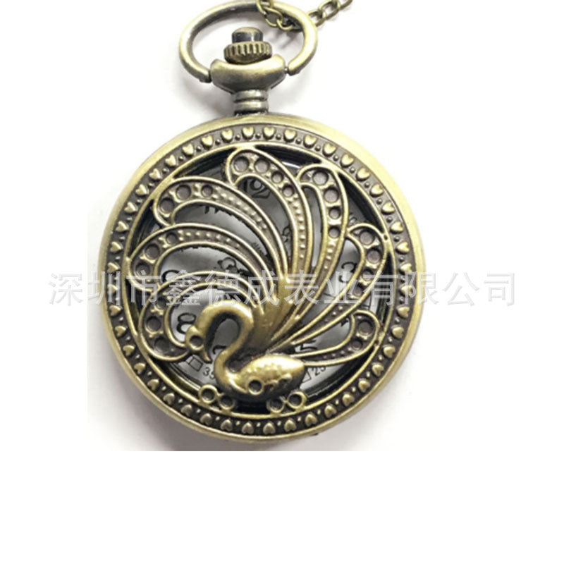 Wholesale Hollow out retro flip quartz pocket watch