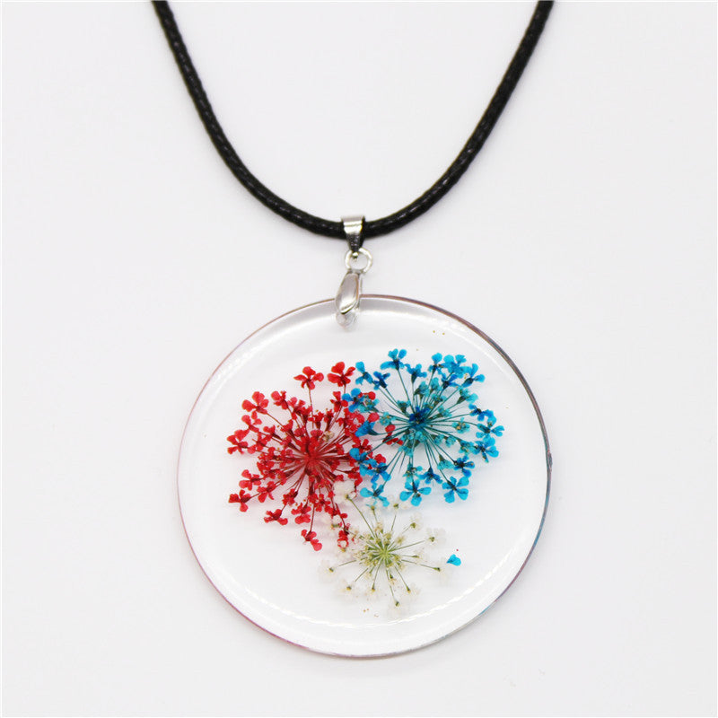 Wholesale 6pcs Resin Real Flower Dried Flower Baby's Breath Necklace