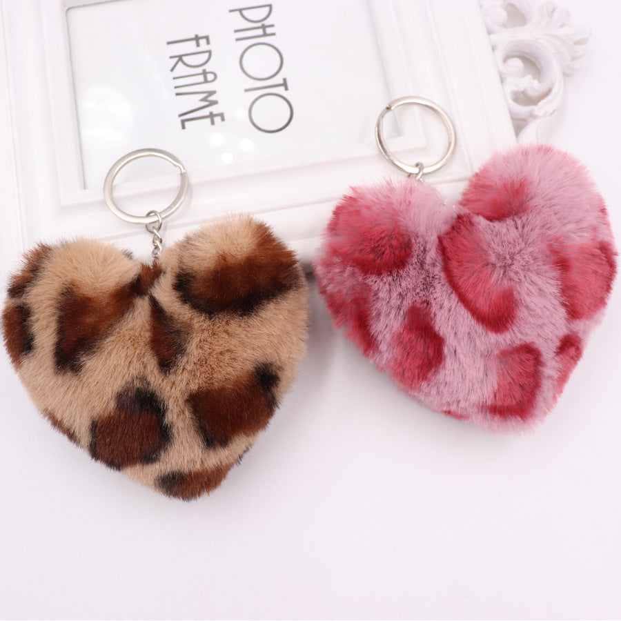 Wholesale Leopard Pattern Love Plush Keychains