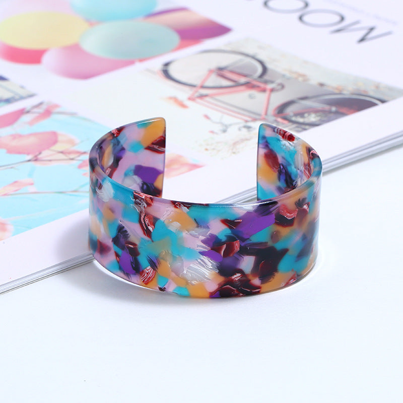 Wholesale Acetate sheet leopard print open acrylic bracelet