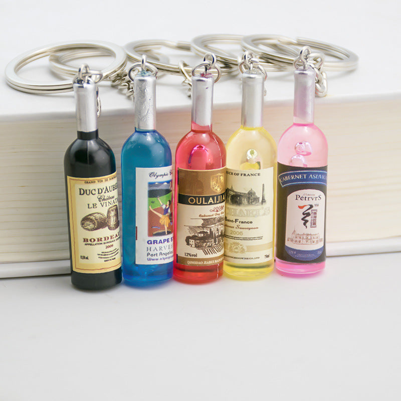 Wholesale Resin Imitation Red Wine Bottle Beverage Bottle Keychain