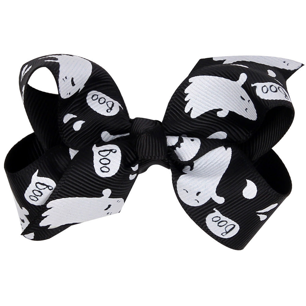 Wholesale Halloween Cartoon Print Bow Hairpin