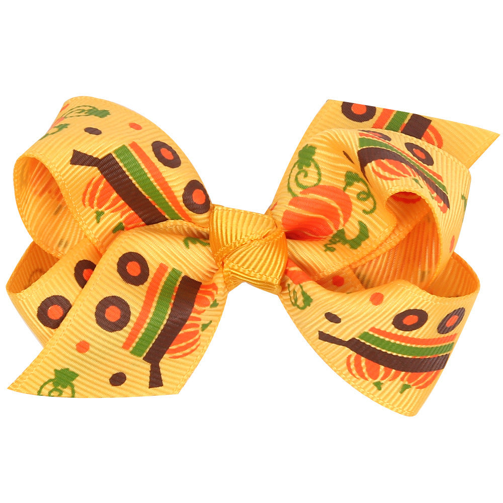 Wholesale Halloween Cartoon Print Bow Hairpin