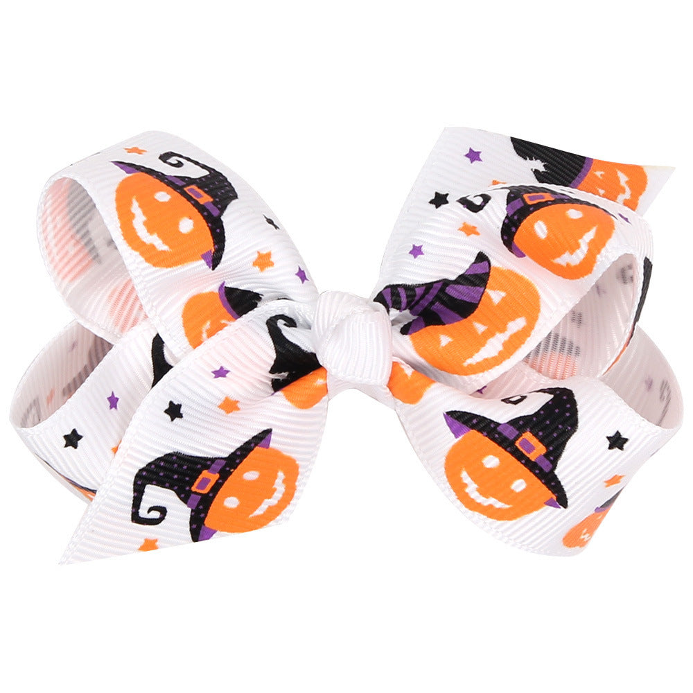 Wholesale Halloween Cartoon Print Bow Hairpin