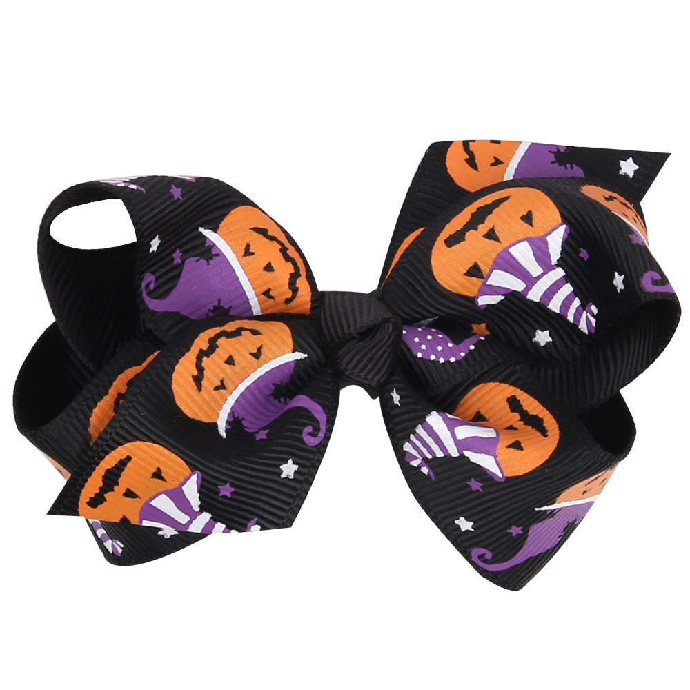 Wholesale Halloween Cartoon Print Bow Hairpin
