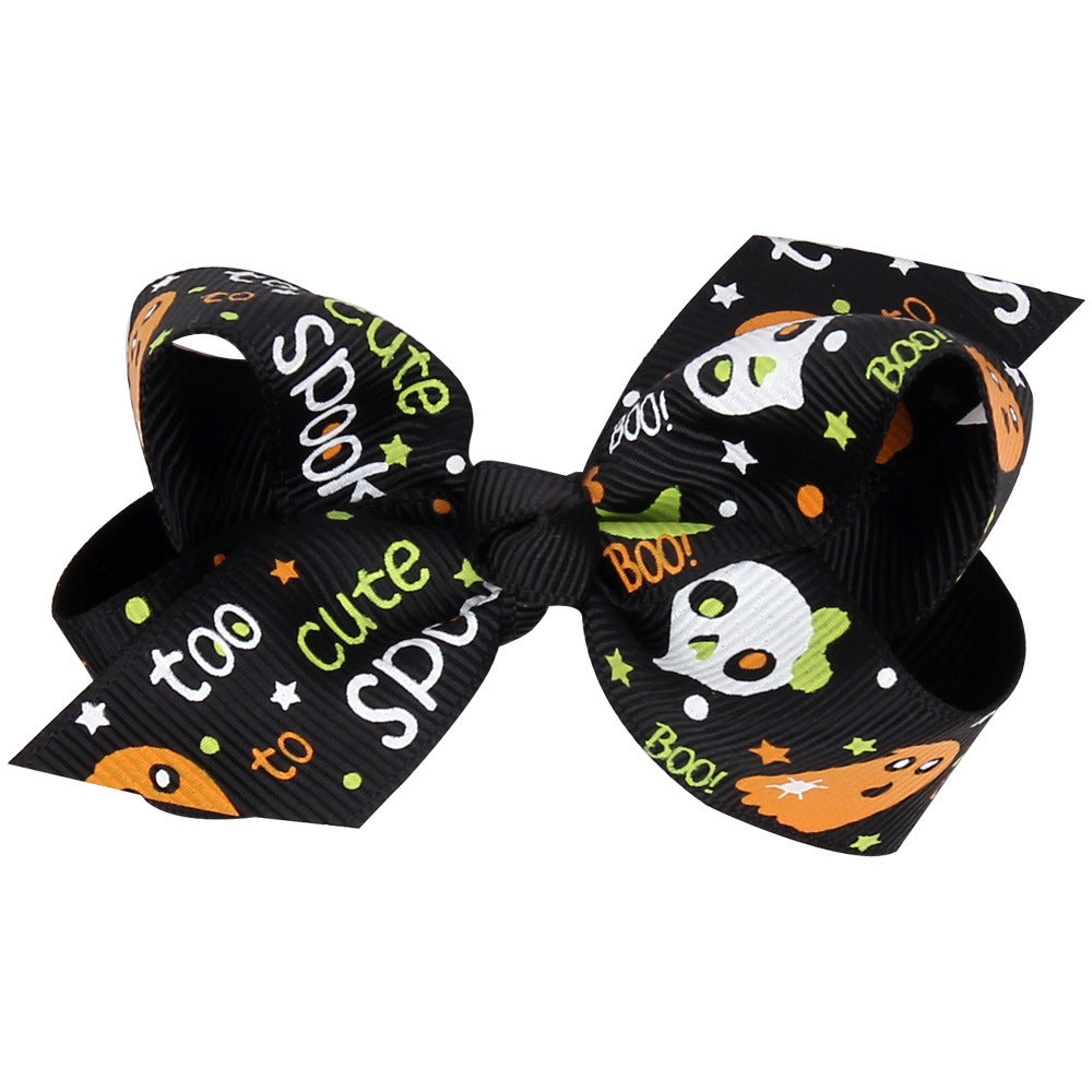 Wholesale Halloween Cartoon Print Bow Hairpin