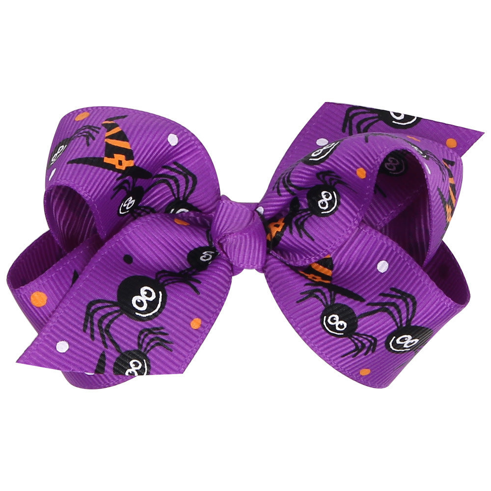 Wholesale Halloween Cartoon Print Bow Hairpin