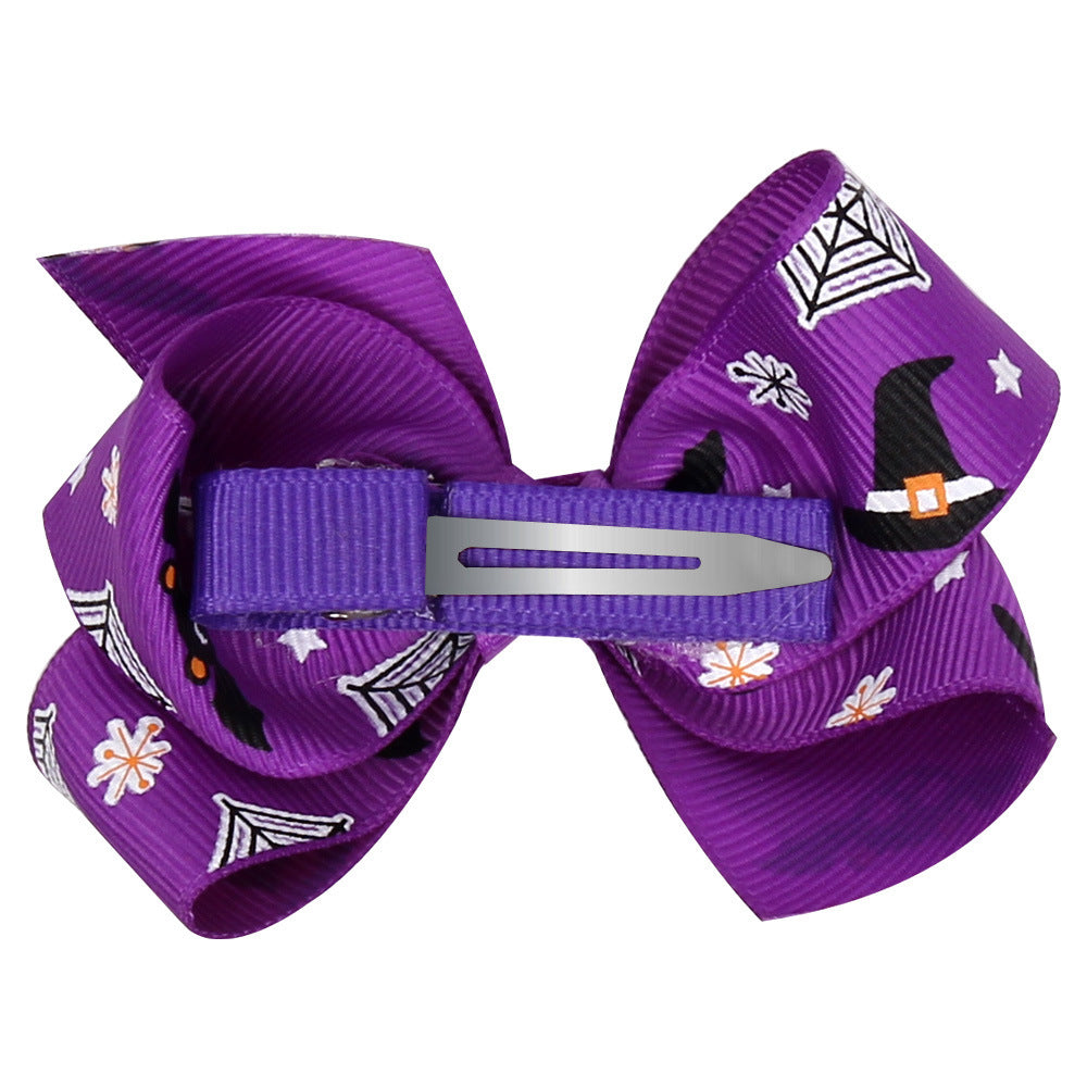 Wholesale Halloween Cartoon Print Bow Hairpin