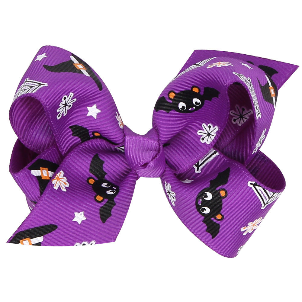 Wholesale Halloween Cartoon Print Bow Hairpin