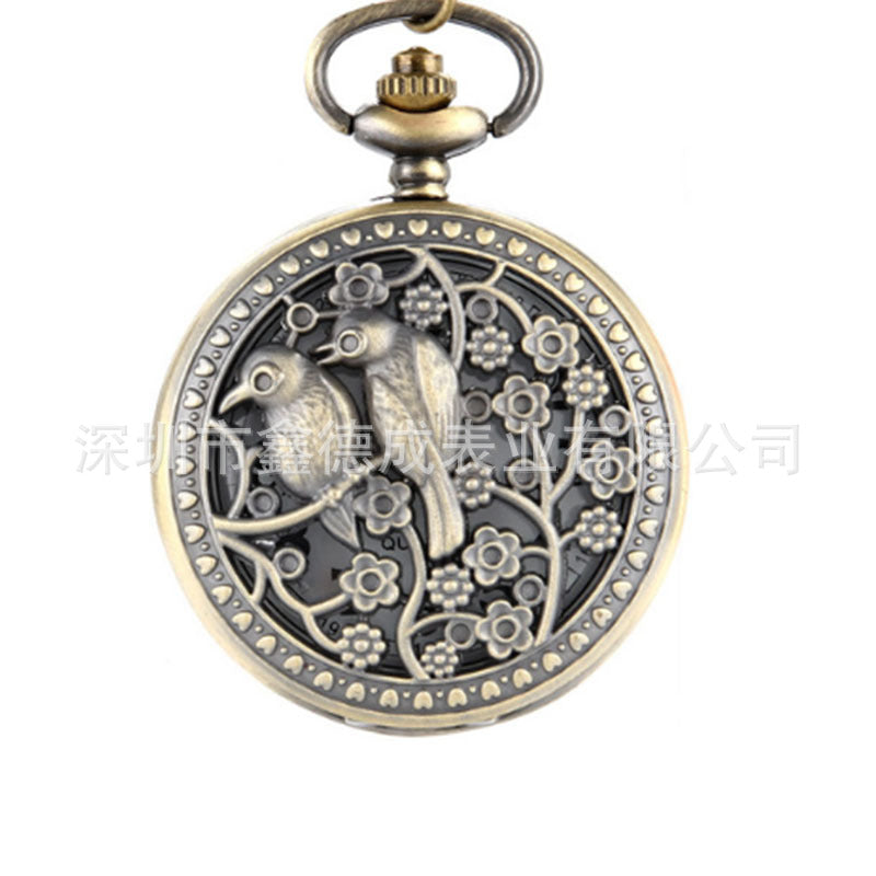 Wholesale Hollow out retro flip quartz pocket watch