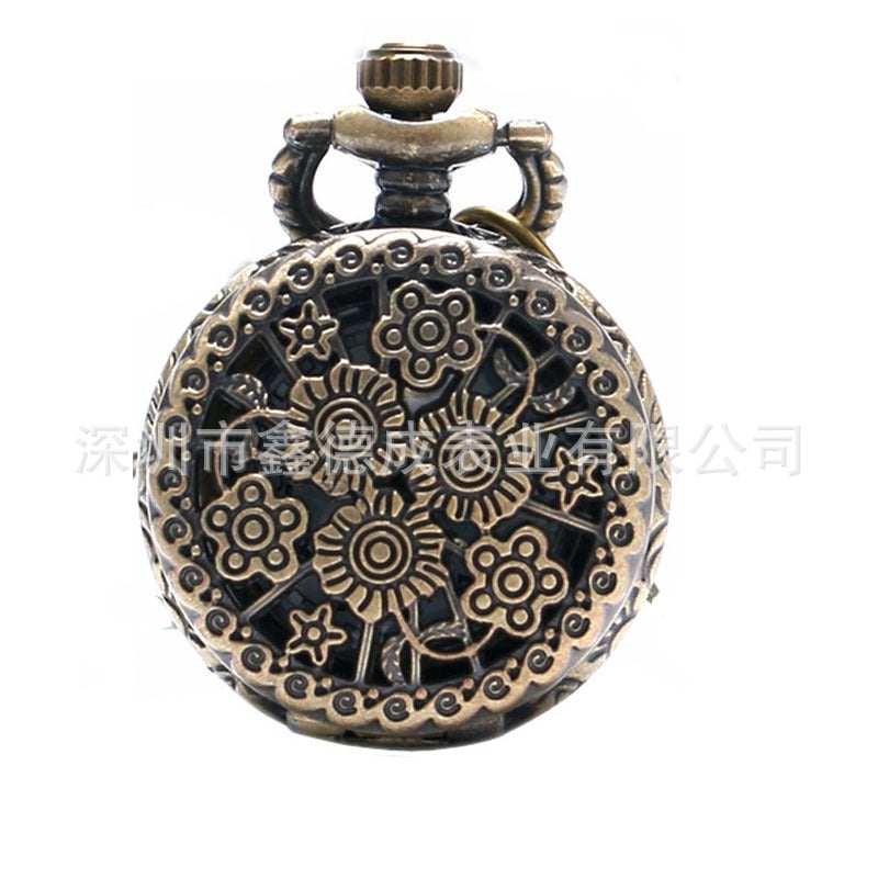 Wholesale Hollow out retro flip quartz pocket watch