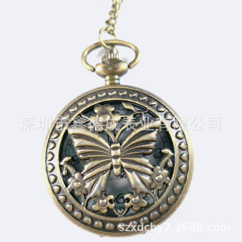 Wholesale Hollow out retro flip quartz pocket watch