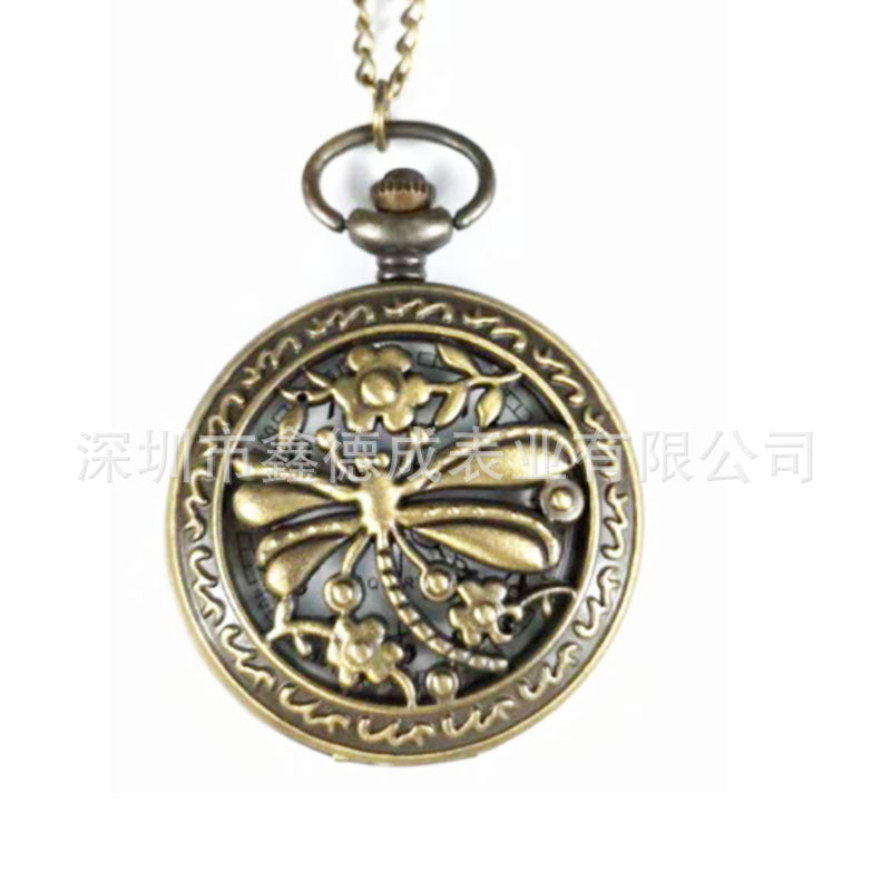 Wholesale Hollow out retro flip quartz pocket watch