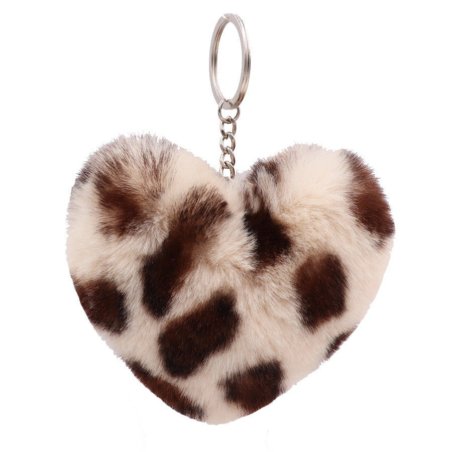 Wholesale Leopard Pattern Love Plush Keychains