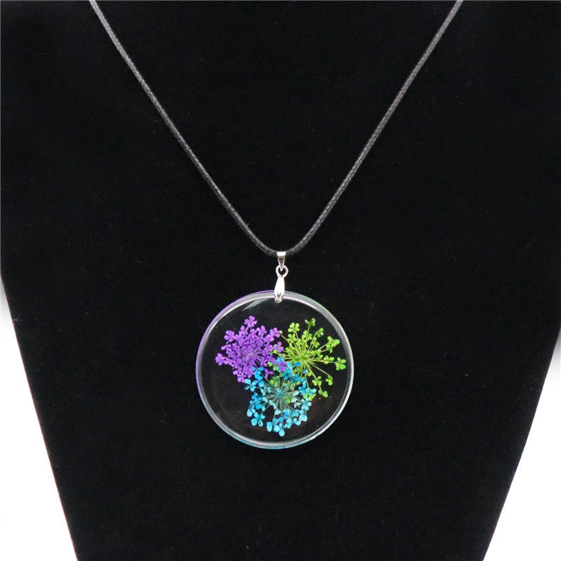 Wholesale 6pcs Resin Real Flower Dried Flower Baby's Breath Necklace