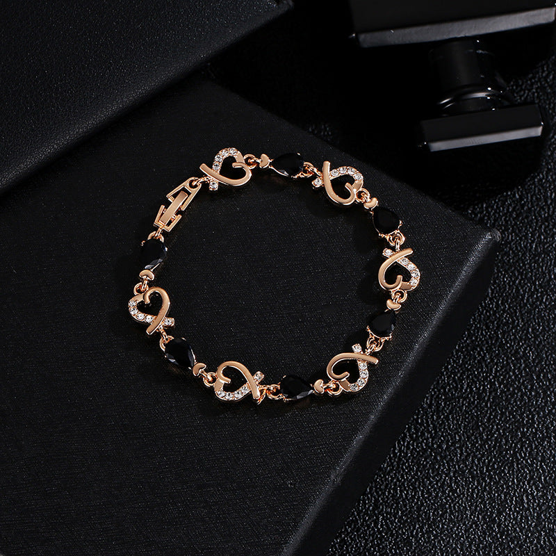 Wholesale Elegant Handmade Braided Leather Bracelet Rhinestone Inlaid Flower Pattern Ideal Gift For Women