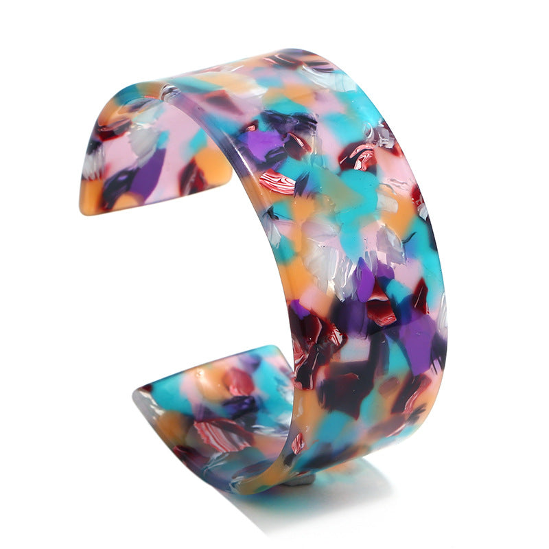 Wholesale Acetate sheet leopard print open acrylic bracelet