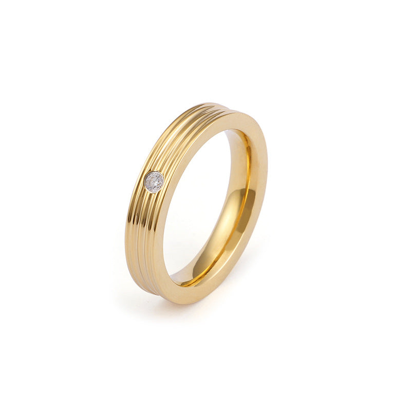 Wholesale Titanium Steel Gilded New Water Diamond Rings