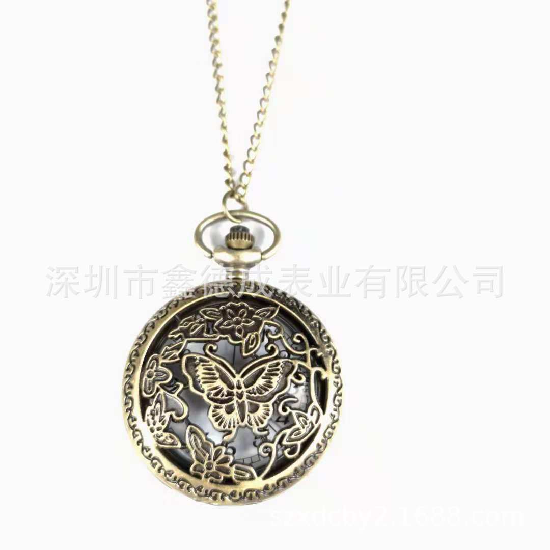 Wholesale Hollow out retro flip quartz pocket watch
