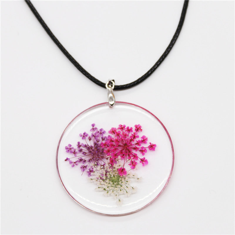 Wholesale 6pcs Resin Real Flower Dried Flower Baby's Breath Necklace