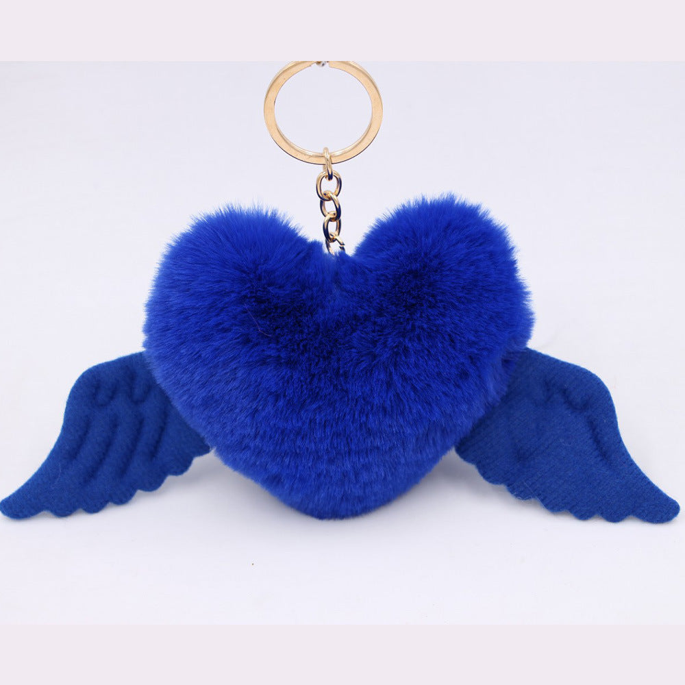 Wholesale Love Wings Fur Ball Keychain