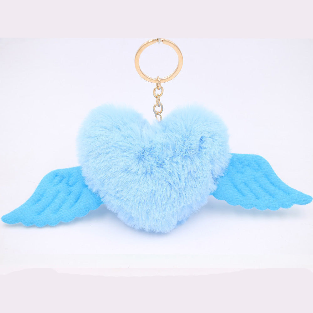 Wholesale Love Wings Fur Ball Keychain