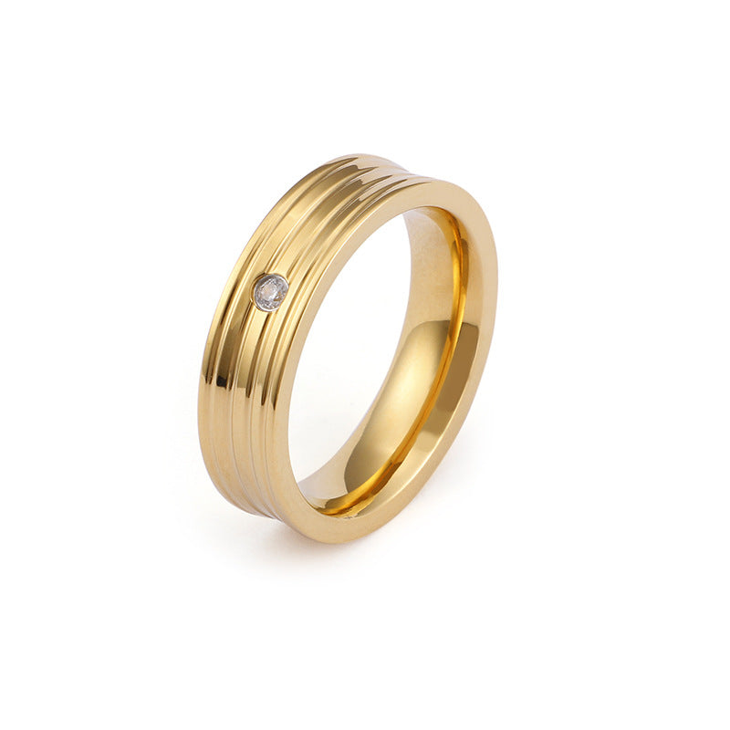 Wholesale Titanium Steel Gilded New Water Diamond Rings