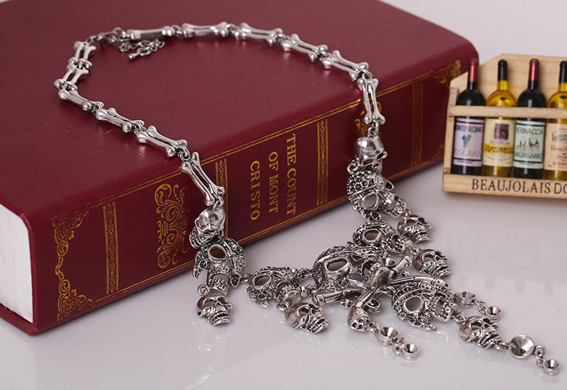 Wholesale Halloween Retro Skull Alloy Necklace