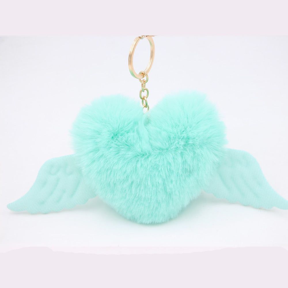Wholesale Love Wings Fur Ball Keychain