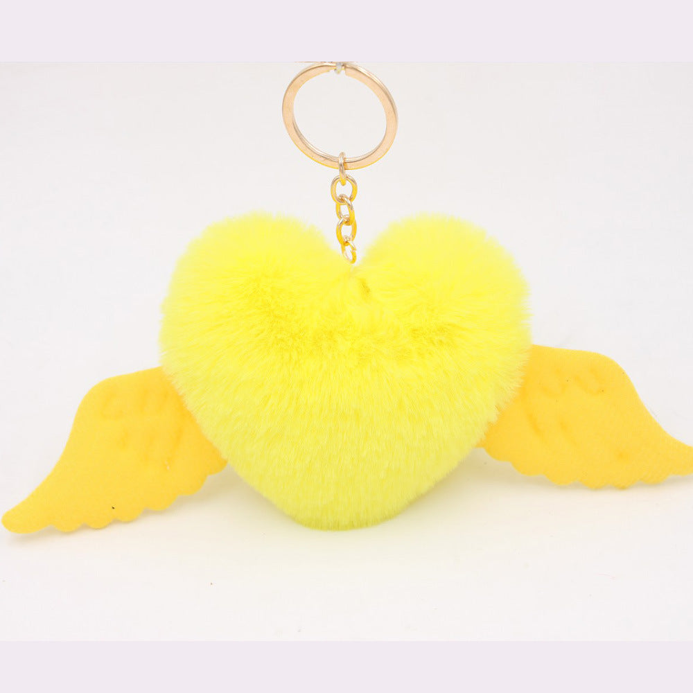 Wholesale Love Wings Fur Ball Keychain