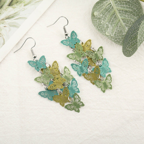 Wholesale Fashionable Temperament Butterfly Colorful Small Nine Pieces of Earrings